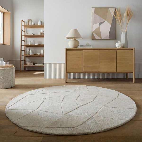 Béžový ručne tkaný vlnený okrúhly koberec ø 160 cm Shard – Flair Rugs