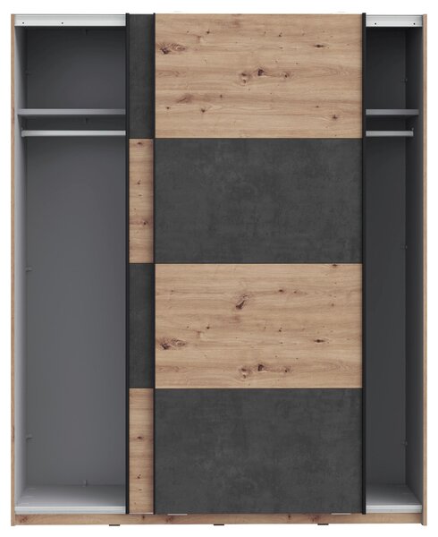 ŠAT. SKRIŇA S POSUV. DVERAMI, tmavosivá, dub artisan, 170/210/61 cm Carryhome - Skrine