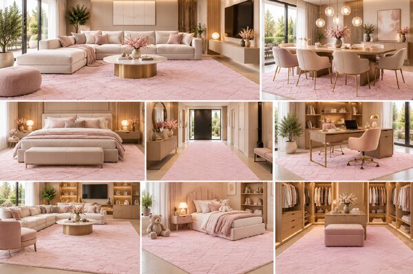 Koberec Rabbit 3D 04 BABY PINK rozmery koberec: 60x100 cm