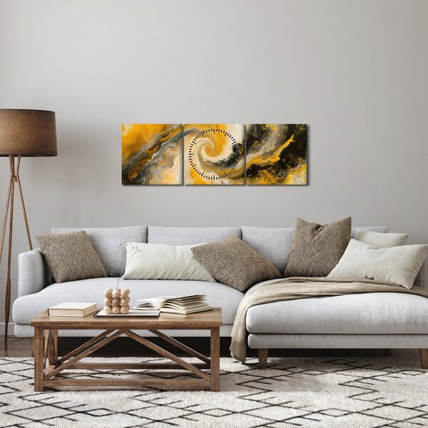 Obraz - Špirálna abstrakcia (s hodinami) (90x30 cm)
