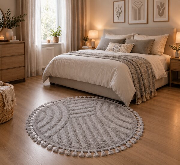 Koberec Berber 9754 L.GREY-K rozmery koberec: 120x120 cm