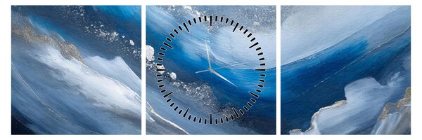 Obraz - Abstrakcia oceánu (s hodinami) (90x30 cm)