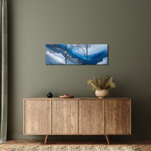 Obraz - Abstrakcia oceánu (s hodinami) (90x30 cm)