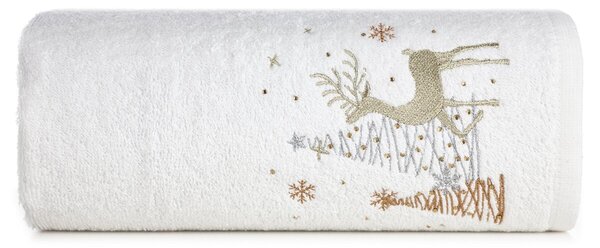 Bavlnený vianočný uterák biely s jelenčekom Biela