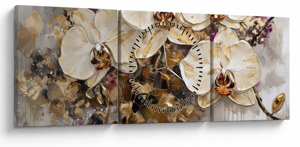 Obraz - Orchidey (s hodinami) (90x30 cm)