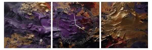 Obraz - Textúrovaná abstrakcia (s hodinami) (90x30 cm)