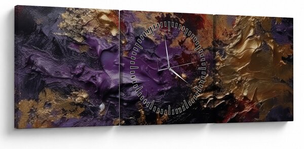 Obraz - Textúrovaná abstrakcia (s hodinami) (90x30 cm)