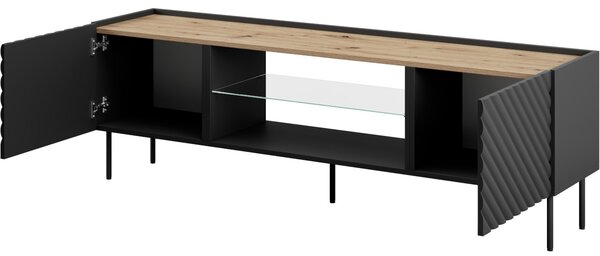 MEBLINE Komoda RTV INDA EF čierna / dub artisan