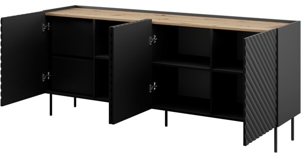 MEBLINE Komoda INDA 4D2SZ čierna / dub artisan