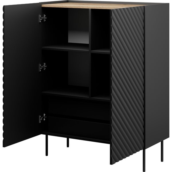 MEBLINE Komoda INDA 2D2SZ čierna / dub artisan