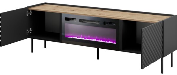 MEBLINE Komoda RTV s krbom INDA EF čierna / dub artisan