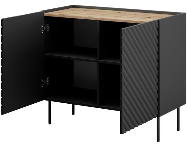 MEBLINE Komoda INDA 2D čierna / dub artisan