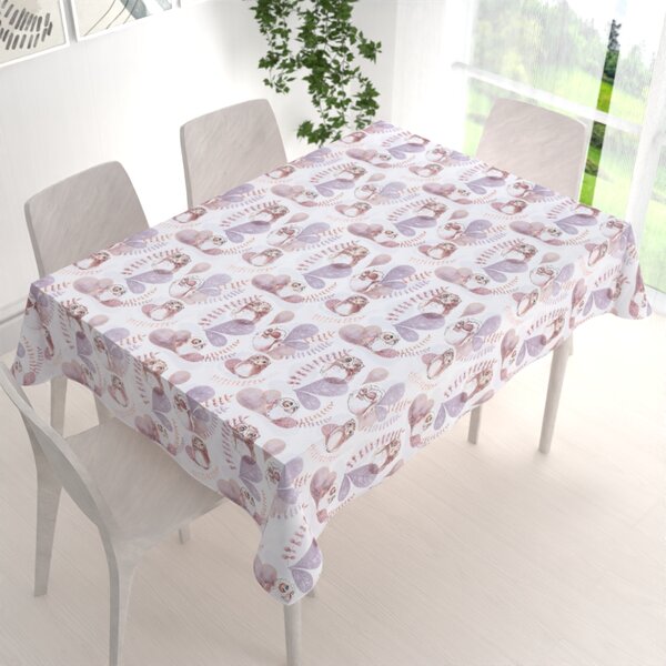 Biante Detský bavlnený obdĺžnikový obrus Sandra SA-284 Hnedé sovy 50x100 cm