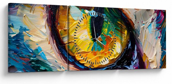 Obraz - Maľba mačacieho oka (s hodinami) (90x30 cm)