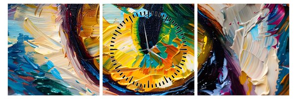Obraz - Maľba mačacieho oka (s hodinami) (90x30 cm)