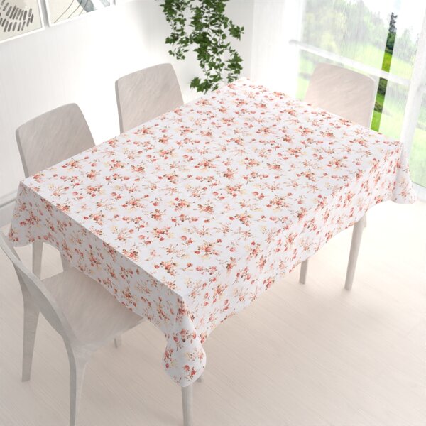 Biante Bavlnený obdĺžnikový obrus Sandra SA-304 Oranžovo žlté ružičky na bielom 50x100 cm