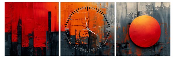 Obraz - Abstraktná maľba mesta (s hodinami) (90x30 cm)