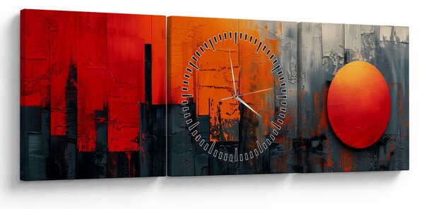Obraz - Abstraktná maľba mesta (s hodinami) (90x30 cm)