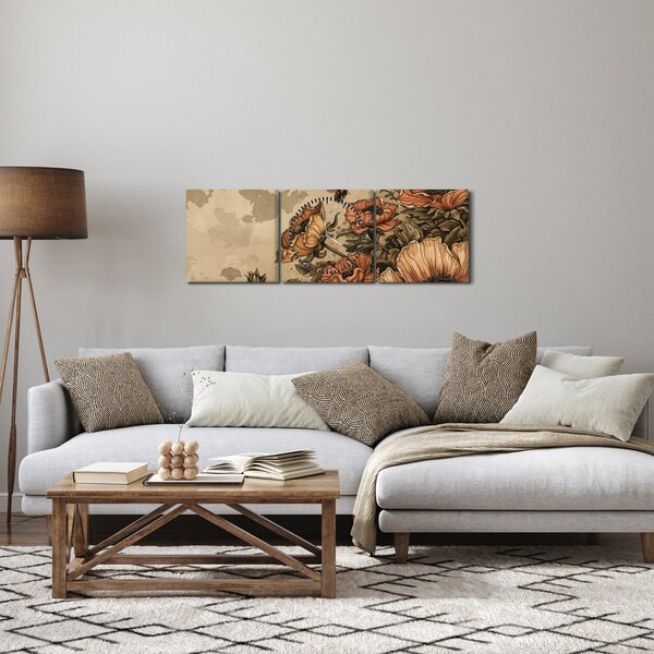 Obraz - Včelia lúka II. (s hodinami) (90x30 cm)