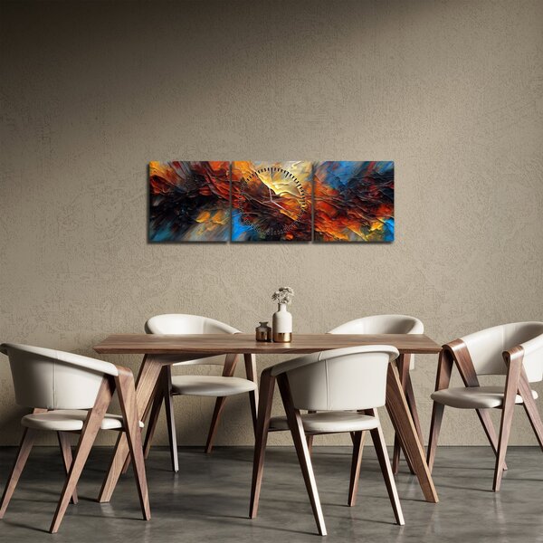 Obraz - Farebná textúra (s hodinami) (90x30 cm)