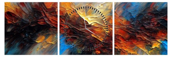 Obraz - Farebná textúra (s hodinami) (90x30 cm)