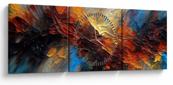 Obraz - Farebná textúra (s hodinami) (90x30 cm)