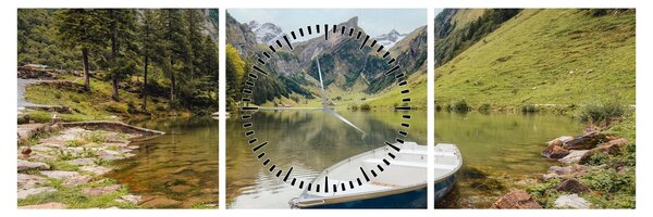 Obraz - Seealpsee, jazero Švajčiarska (s hodinami) (90x30 cm)