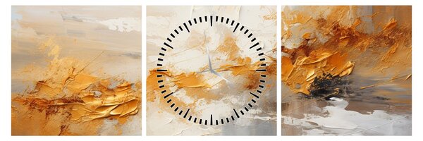 Obraz - Zlatá textúra (s hodinami) (90x30 cm)