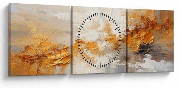 Obraz - Zlatá textúra (s hodinami) (90x30 cm)