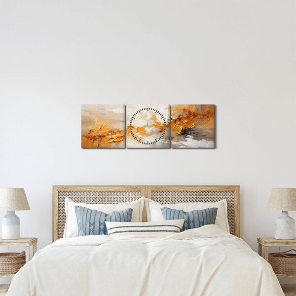 Obraz - Zlatá textúra (s hodinami) (90x30 cm)