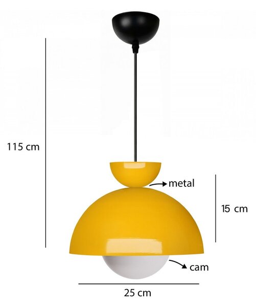 Žlté závesné svietidlo s kovovým tienidlom ø 25 cm Arta – Opviq lights