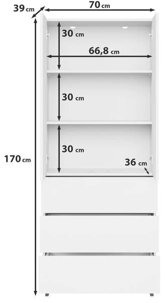VYSOKÁ KOMODA, kašmírová, 70/170/39 cm P & B - Komody, Online Only