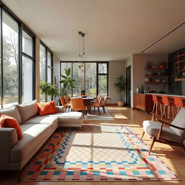 Koberec s prímesou vlny 180x230 cm Checkered Border – Flair Rugs
