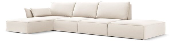 Béžová zamatová rohová pohovka (ľavý roh/s leňoškou) Vanda – Mazzini Sofas