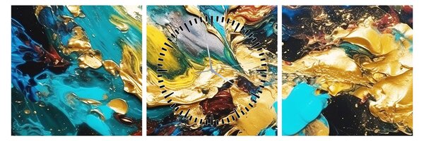 Obraz - Textúrovaná olejomaľba (s hodinami) (90x30 cm)