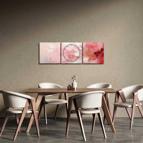 Obraz - Ružový abstrakt (s hodinami) (90x30 cm)