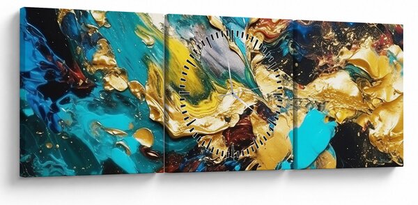 Obraz - Textúrovaná olejomaľba (s hodinami) (90x30 cm)