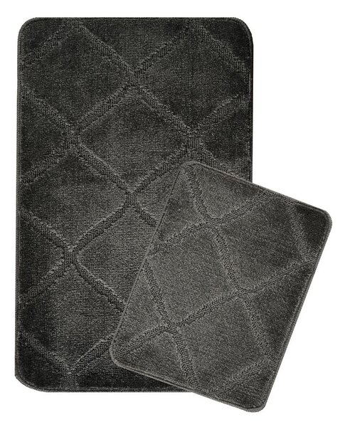 Antracitové kúpeľňové predložky v súprave 2 ks 50x80 cm Cizgili – Foutastic