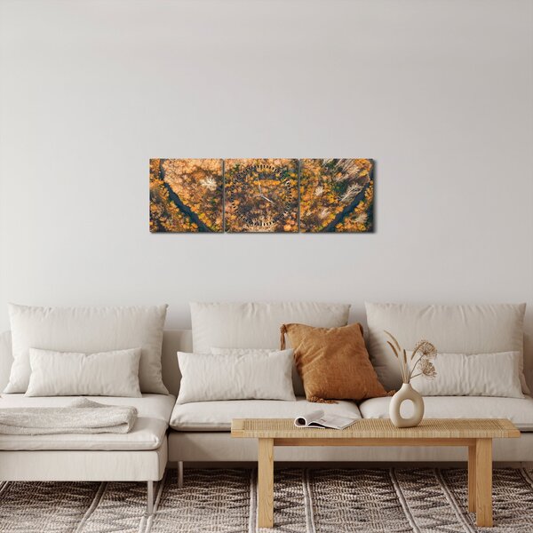 Obraz - Rieka v tvare srdca (s hodinami) (90x30 cm)
