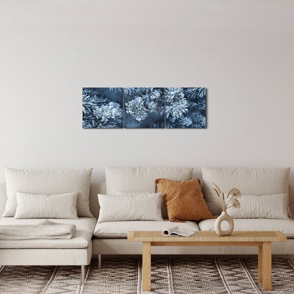 Obraz - Zasnežený les (s hodinami) (90x30 cm)