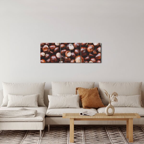 Obraz - Zrelé gaštany (s hodinami) (90x30 cm)