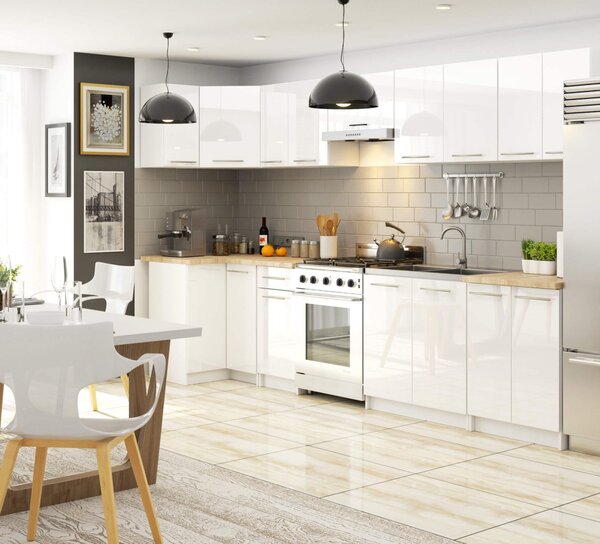 Ak furniture Kuchynská skrinka Olivie S 60 cm 3S biela/biely lesk/dub sonoma