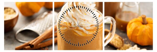Obraz - Tekvicové latte (s hodinami) (90x30 cm)