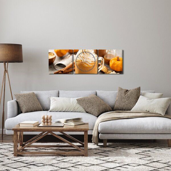 Obraz - Tekvicové latte (s hodinami) (90x30 cm)
