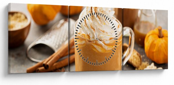 Obraz - Tekvicové latte (s hodinami) (90x30 cm)