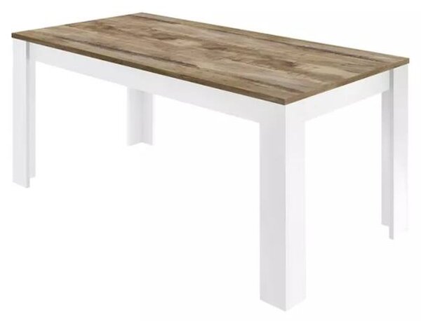 Jedálenský stôl BASIC 7 biela lesklá/dub