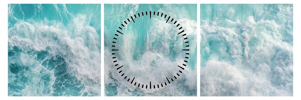 Obraz - Pohľad na vlny oceánu (s hodinami) (90x30 cm)
