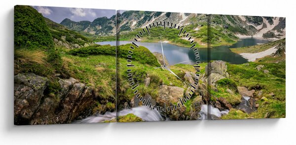 Obraz - Pohľad na horu Rila (s hodinami) (90x30 cm)