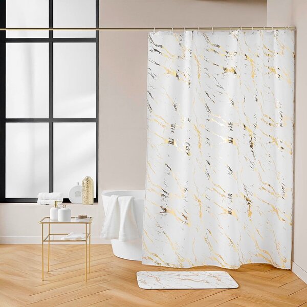 Biela/v zlatej farbe kúpeľňová predložka 45x75 cm Aquamarbre – douceur d'intérieur