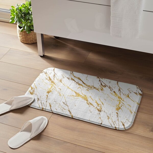 Biela/v zlatej farbe kúpeľňová predložka 45x75 cm Aquamarbre – douceur d'intérieur